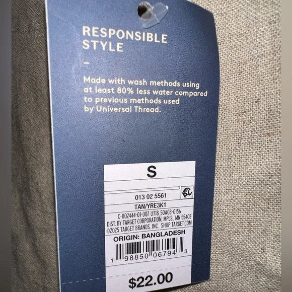 Linen Rayon Sleeveless Top Blouse - Women’s Small - Buttons Boho NWT, Tan - New - Picture 3 of 9